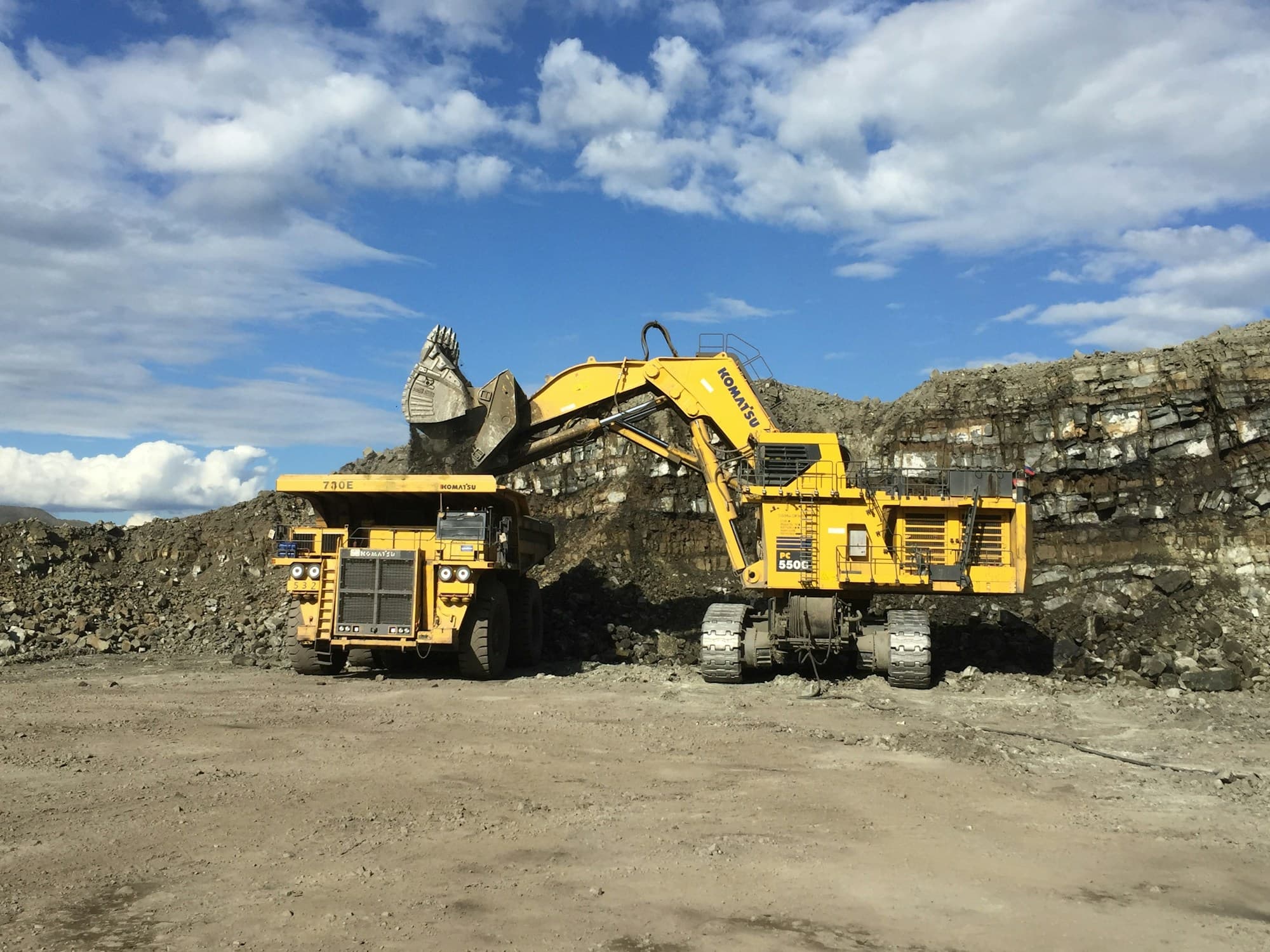 Chromite ore loaded into haul trucks for the run to port